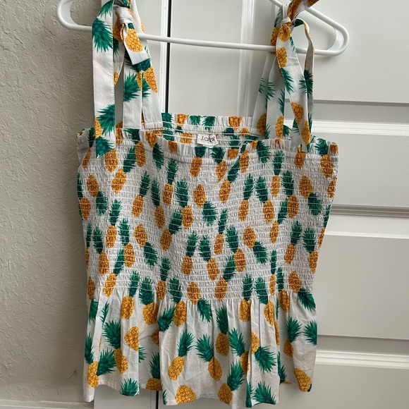J.crew Pineapple Smocked Tie-shoulder Tank Top - Picture 3 of 5